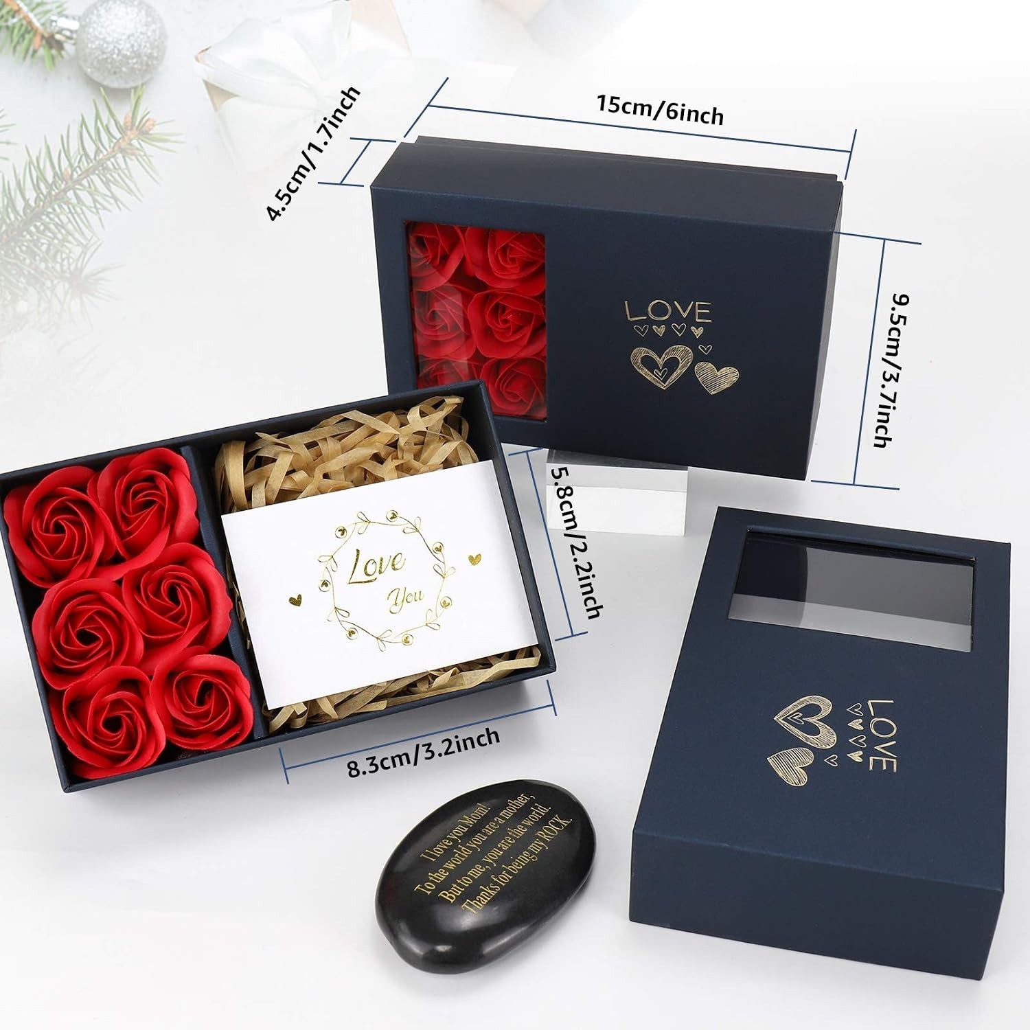Meaningful Mother’s Day Keepsake – Engraved Stones & Floral Elegance Gift Set