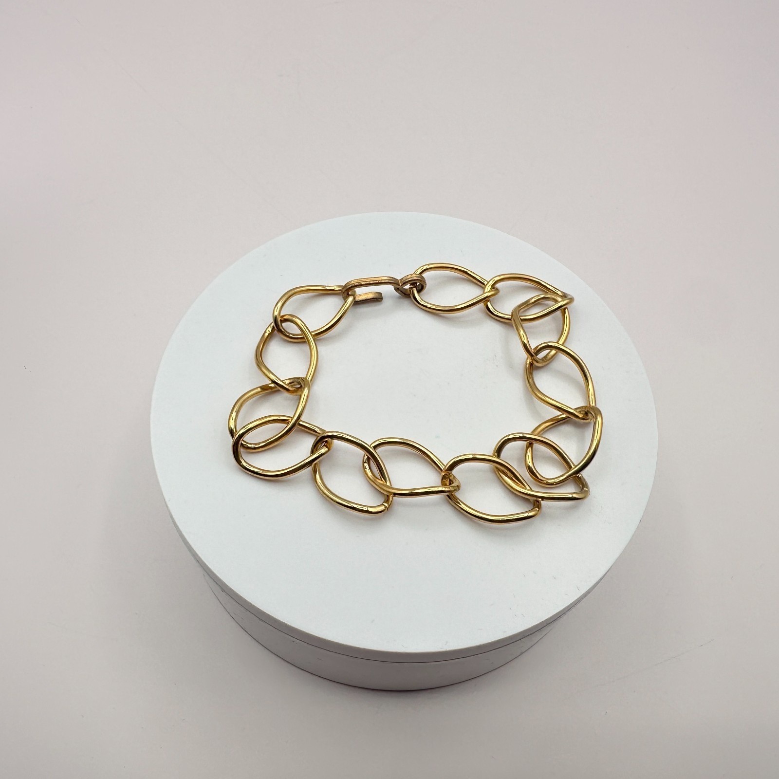 Vintage Y2K Gold Tone Organic Link Bracelet Retro Women’s Classic Jewelry