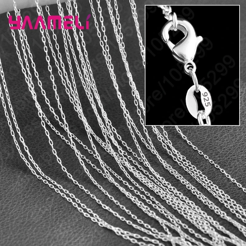 10PCS Wholesale Pure 925 Sterling Silver Charm Link Chain Necklace Jewelry