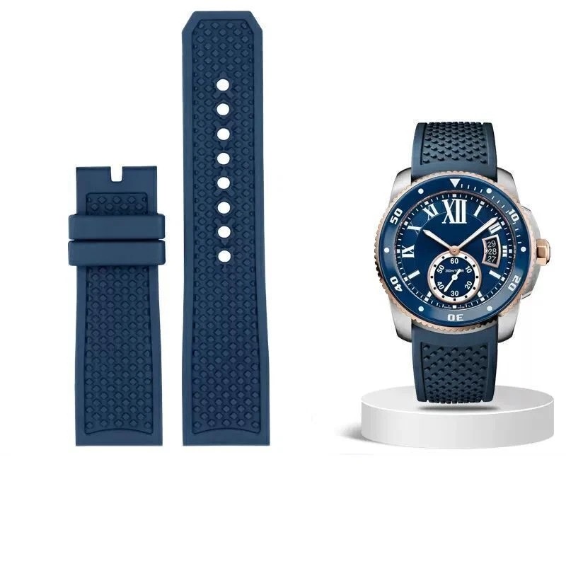 23mm 24mm Silicone Rubber Watch Band Strap Fits For C.artier Calibre WSCA0006