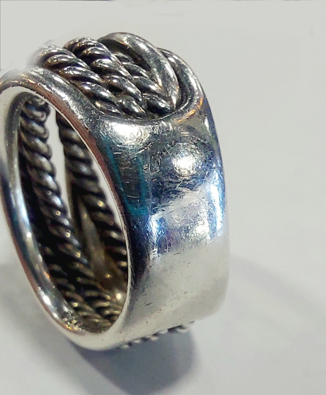 David Yurman Silver Crossover Ring 14.7mm Size 7