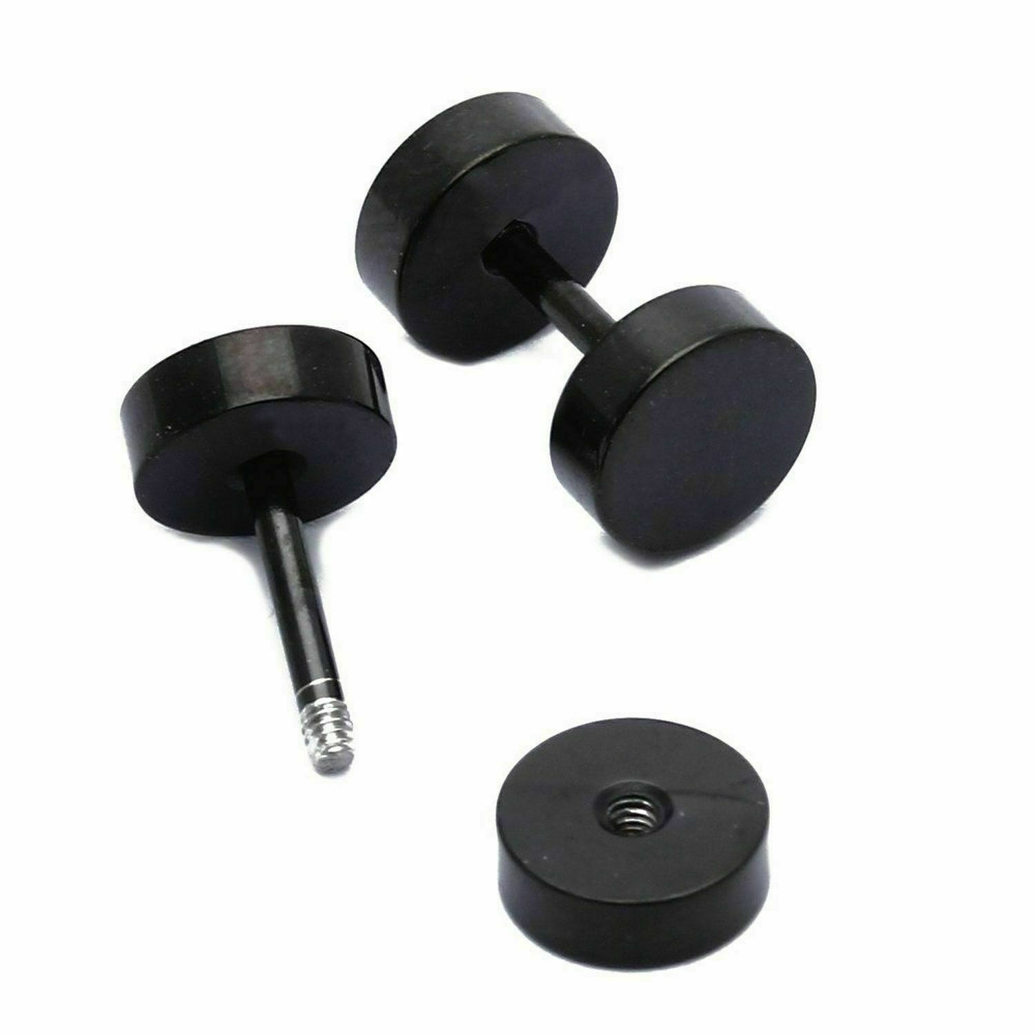 High Polished Surgical Steel Screw Flat Back Disc Stud Earrings for Women Men