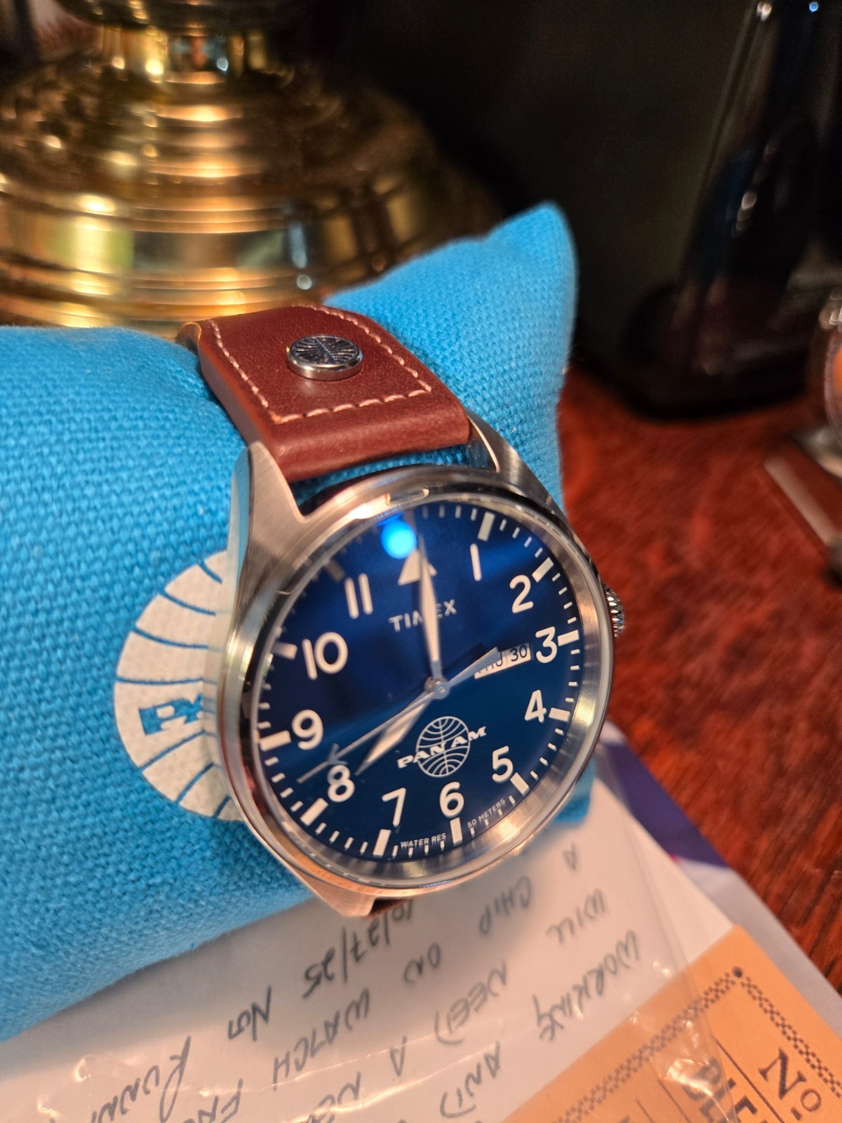 MINT Timex Pan Am 42mm Leather Strap Watch TWG030100 USA SELLER