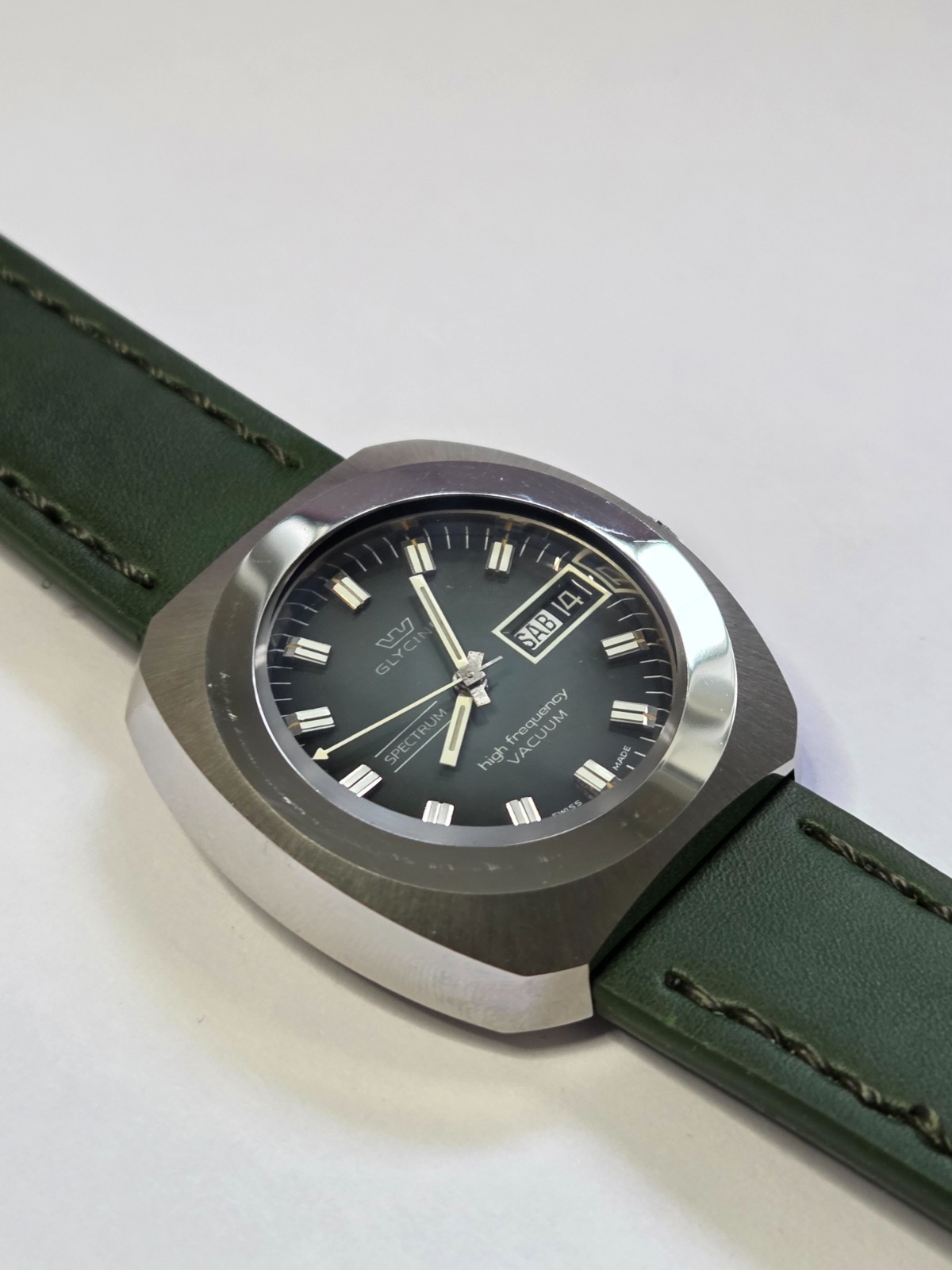 Glycine Automatic Watch Vintage Mens High Frecuency Spectrum Vacuum Gray Dial