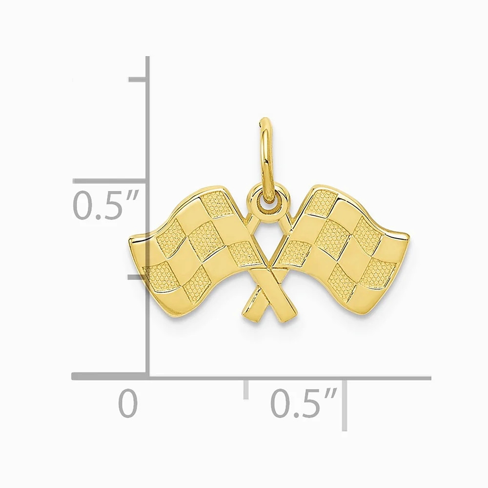 10K / 14K Yellow Gold Racing Flags Charm
