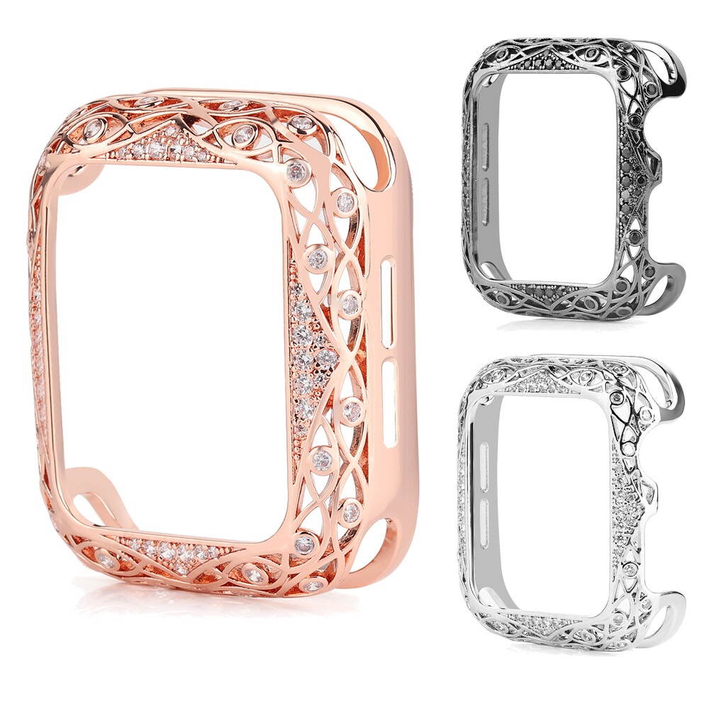 Crystal Metal Frame Case Cover for Apple Watch 9 8 7 6 5 4 3 SE 40/41/42/44/45mm
