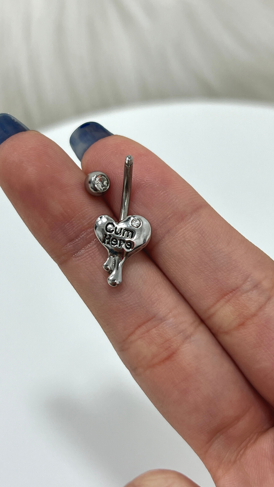 14g Belly Button Rings Heart Shap Barbell Navel Ring Cum Here CZ Navel Piercings
