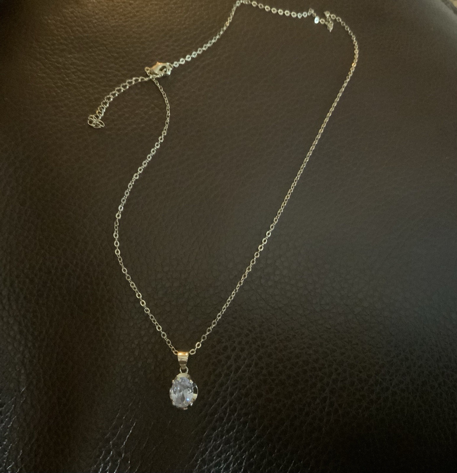 Gold Oval Crystal Solitaire Pendant Necklace Minimalist Mejuri Bezel CZ