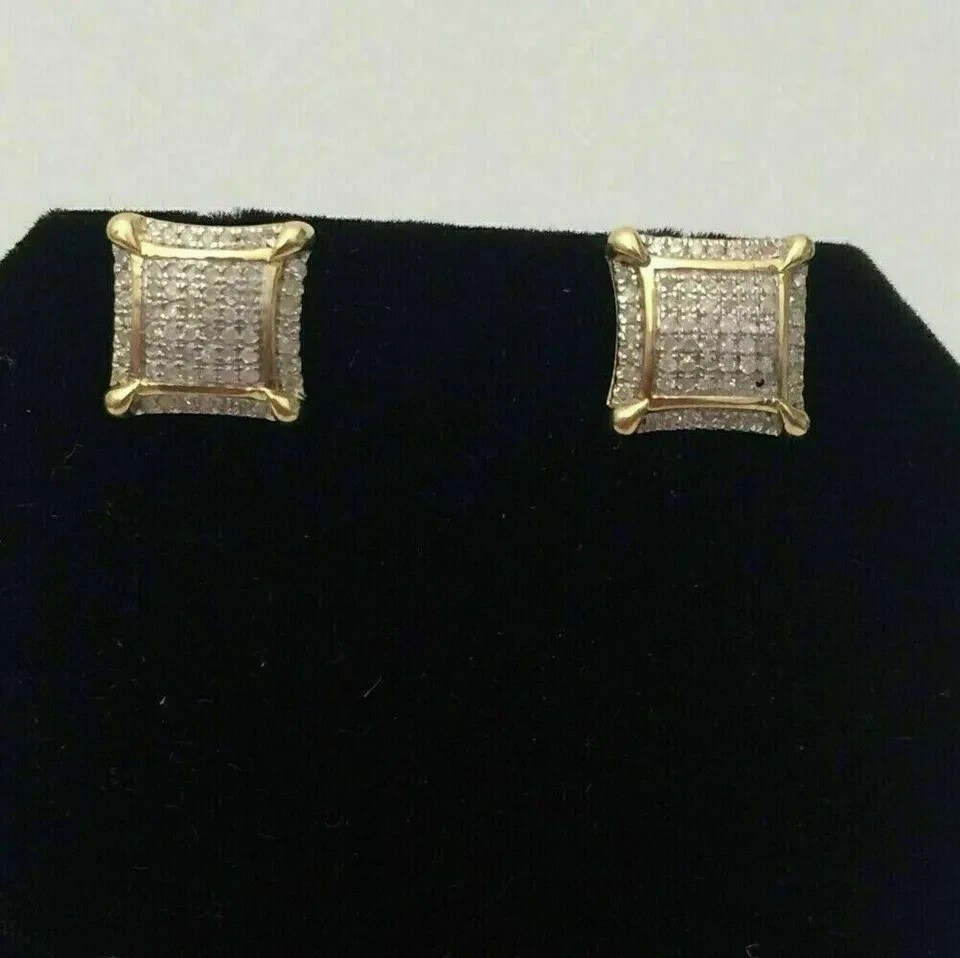 2.0 Ct Round Cut Lab Created Diamond Cluster Stud Earrings Yellow Gold Plated