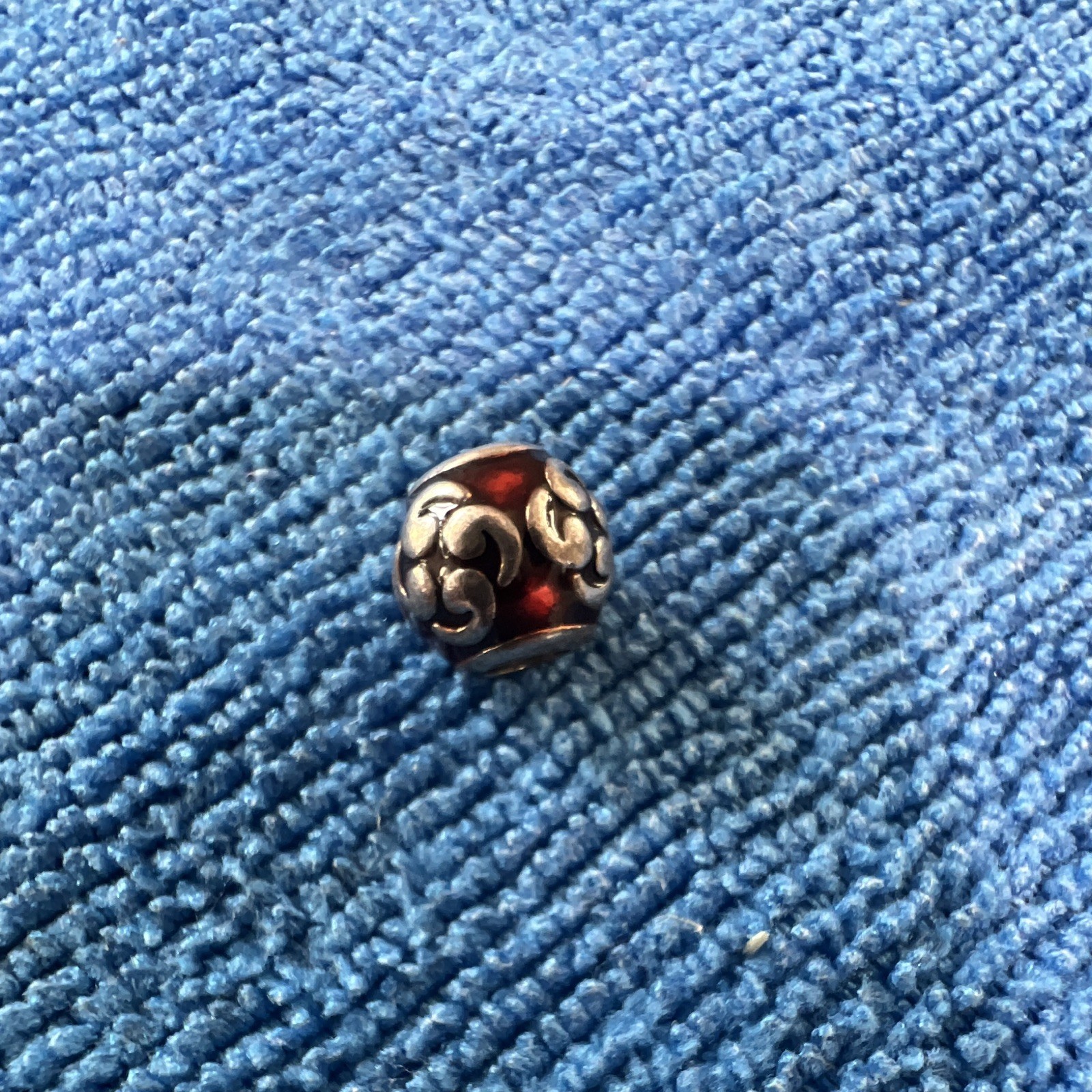 Pandora 925 ALE Sterling Silver Red Orange Enamel Zen Bead Charm