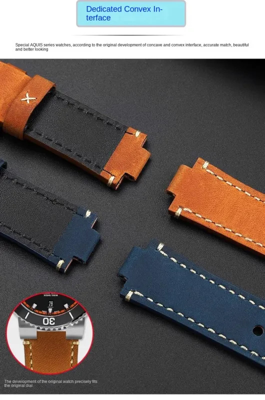 Cowhide Watch Strap For ORIS AQUIS 733 7730 7740 Diving Watch 24x12mm 24x11mm