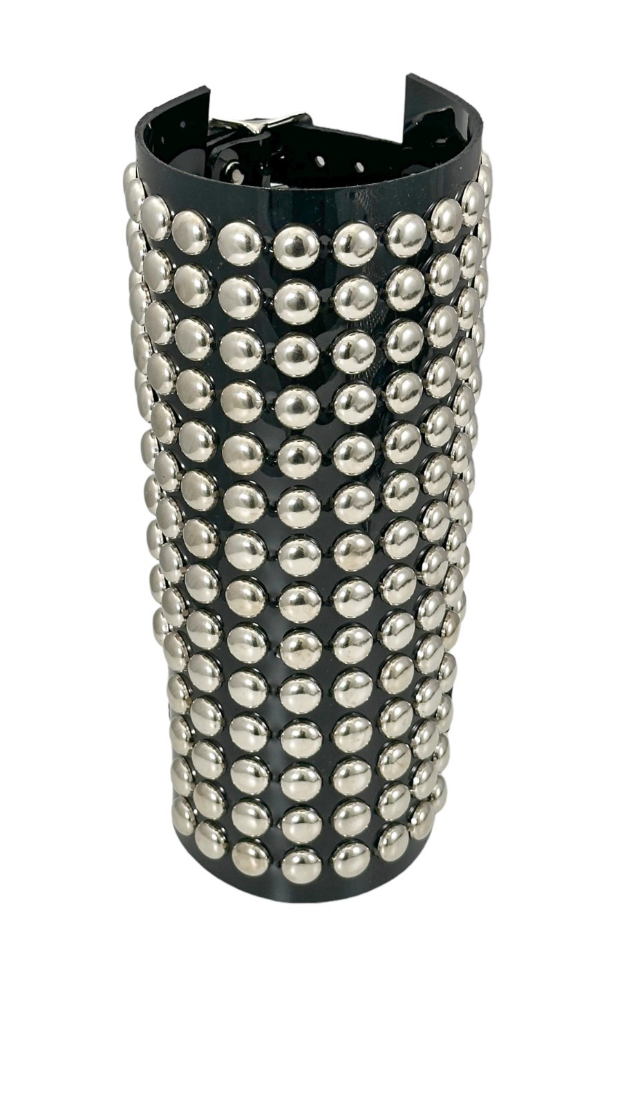 14 ROW ROUND STUD GAUNTLET BRACER WITH BUCKLE PVC VINYL PUNK THRASH METAL USA