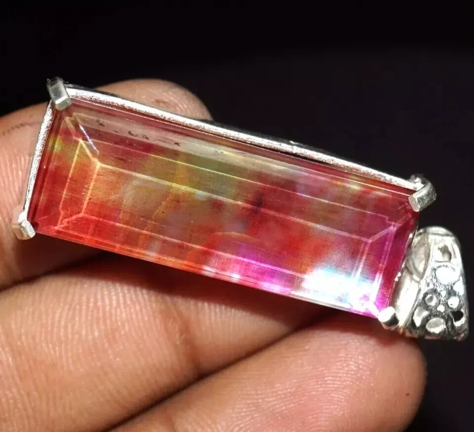 Natural Certified Ammolite 925 Silver Emerald Pendant HG Gemstone 50.45 Ct+