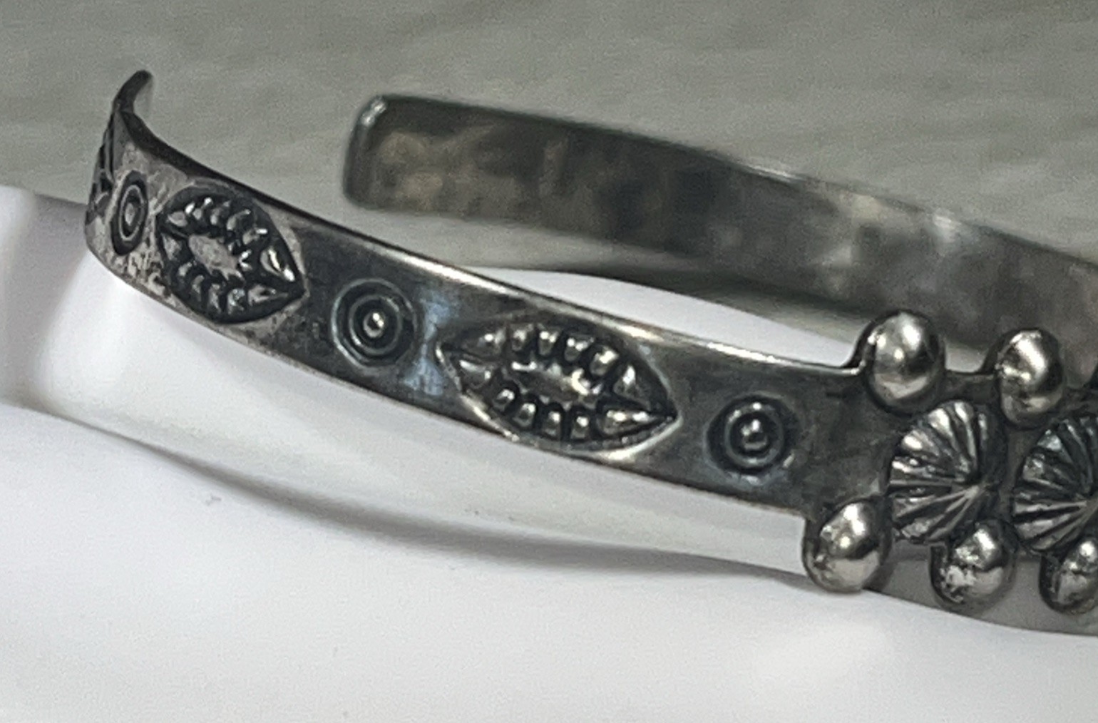 Vintage Fred Harvey Style Tourist Nickel Silver Cuff Bracelet