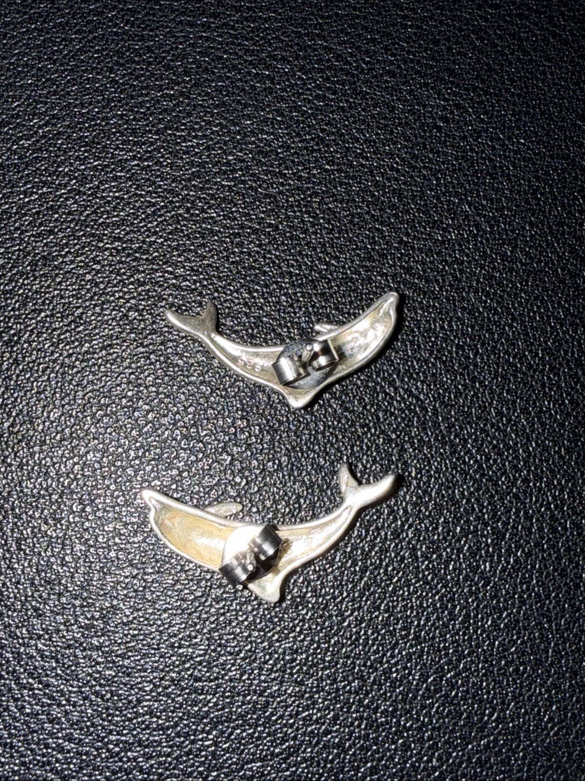 925 Sterling Silver Stud Earrings Dolphins Jumping “Diamond Cut for Shine” EUC