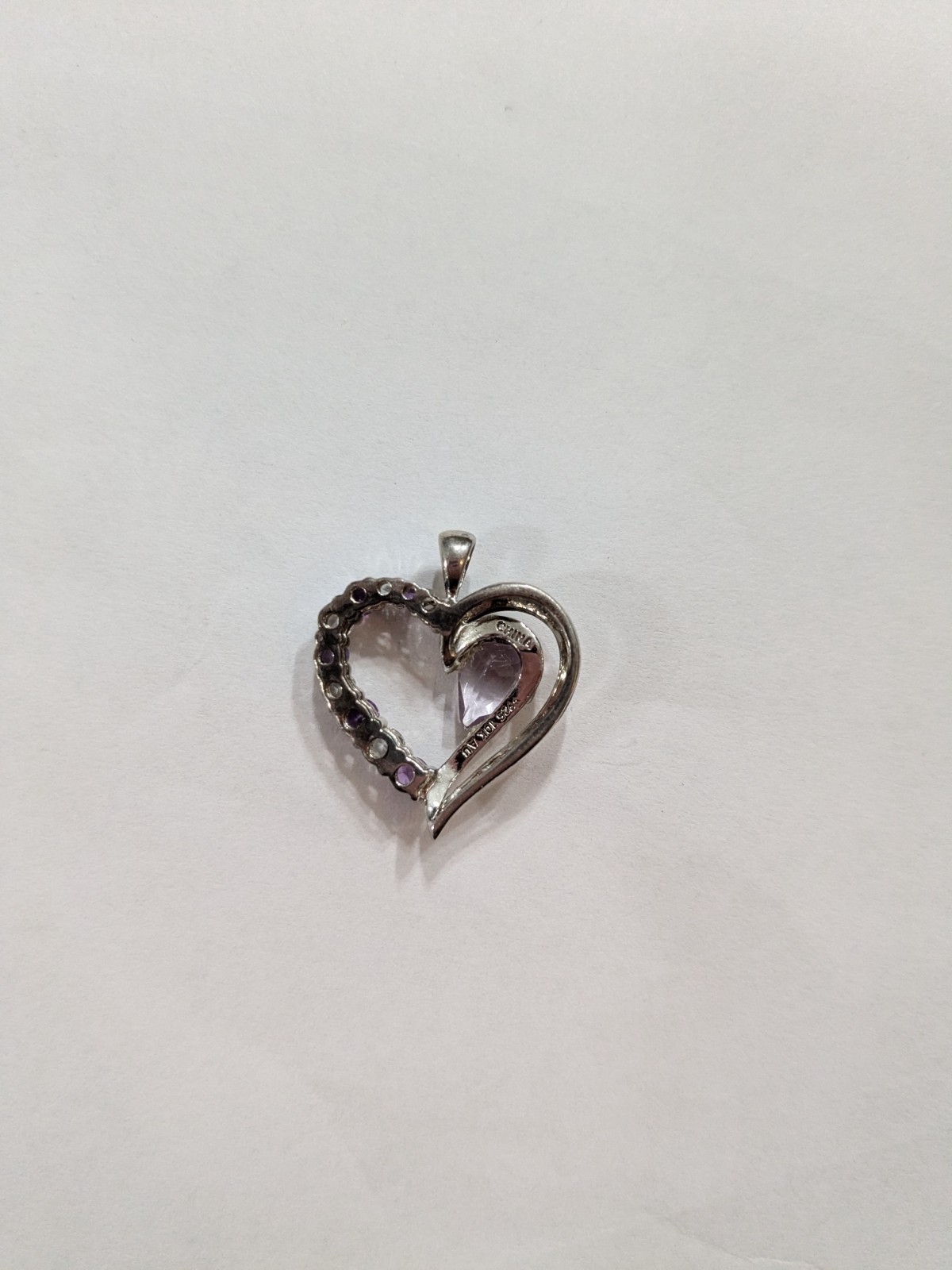 Designer Sterling Silver/10K Gold Red and White CZ Heart Pendant [036GCM]