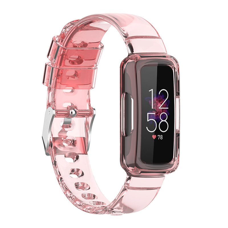 For Fitbit Inspire 3 Watch Band TPU Clear Sports Band Strap Bumper Case Protect