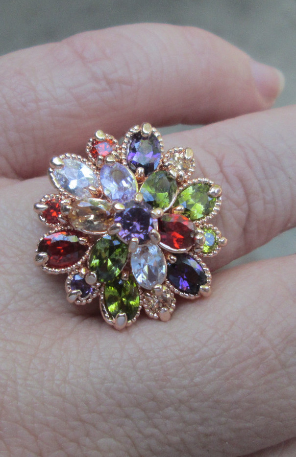 Multicolor AAA Swiss Zircon 18k Rose Gold Plated Ring