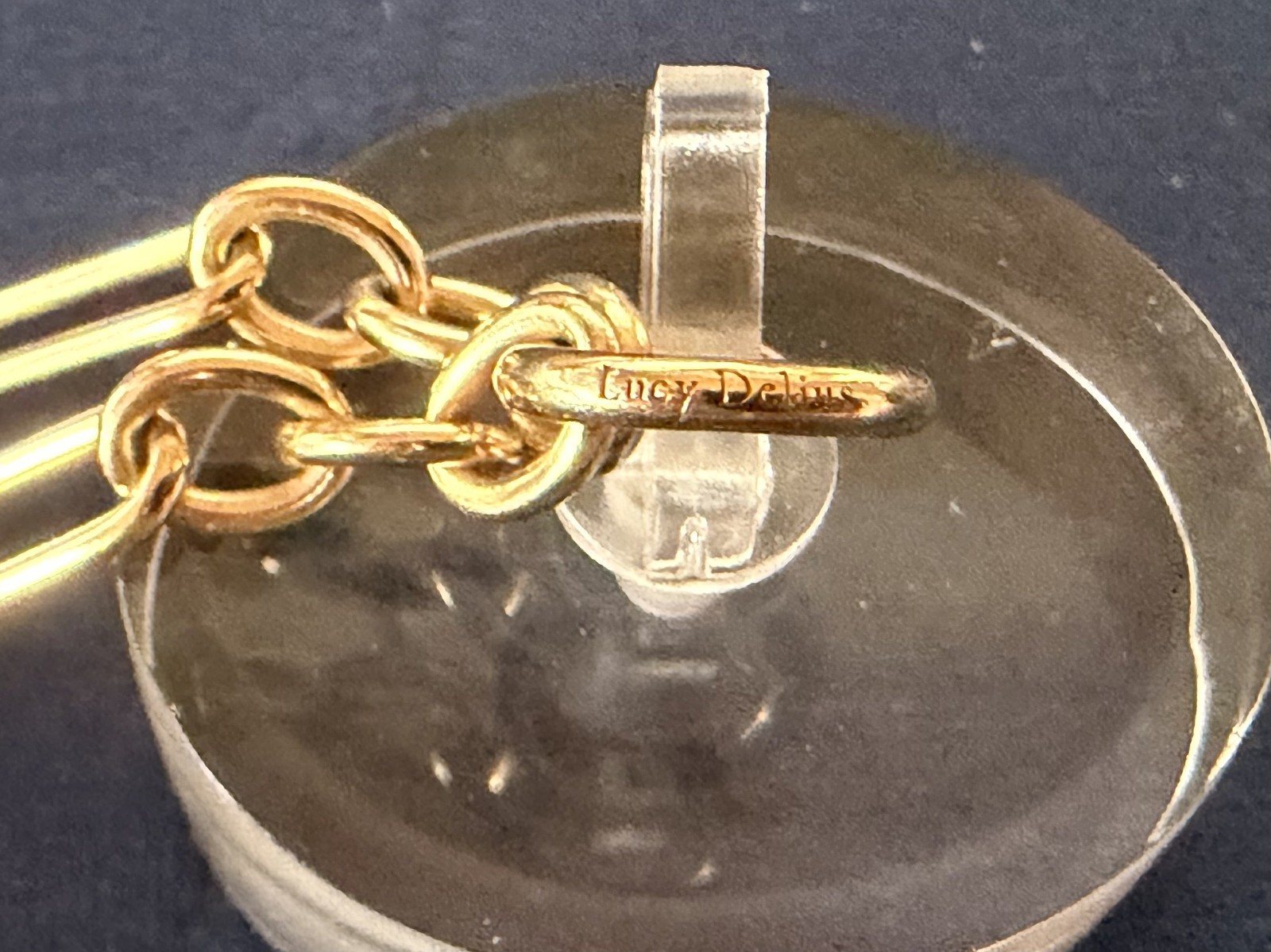 Lucy Delius 14k Yellow Gold Trombone Link Chain Necklace Front Clasp 45cm 27g