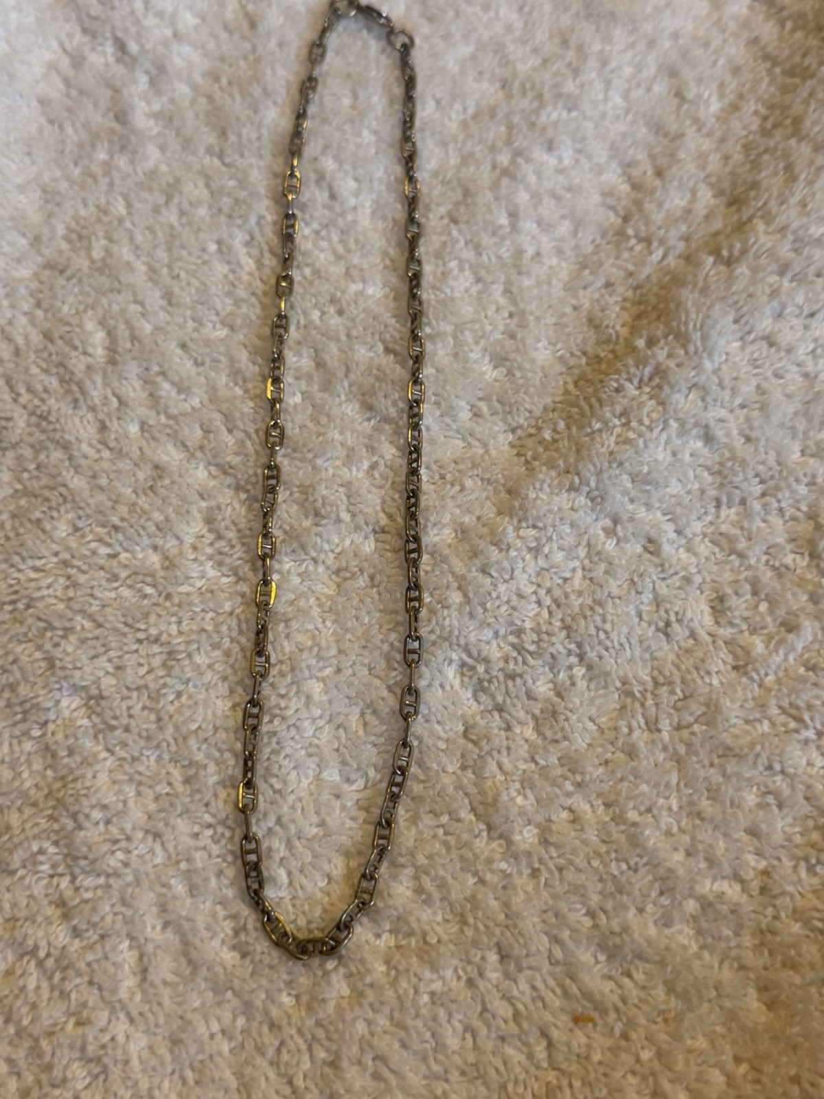 Sterling Silver Necklace 15” Long Greek Key Pattern Italy