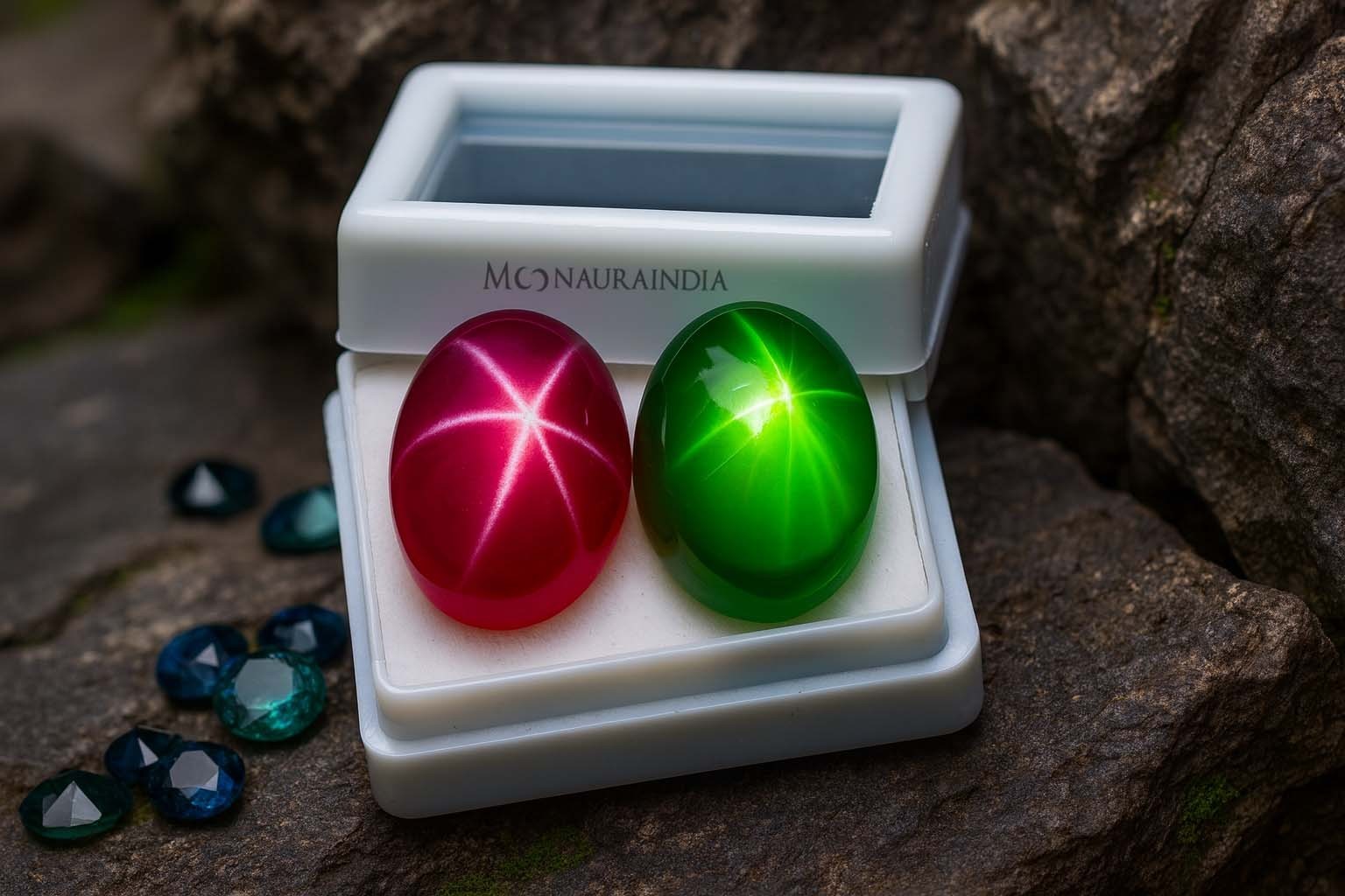 Natural Star Ruby & Star Green Sapphire Gemstone Pair 20Ct Oval cut Combo Offer