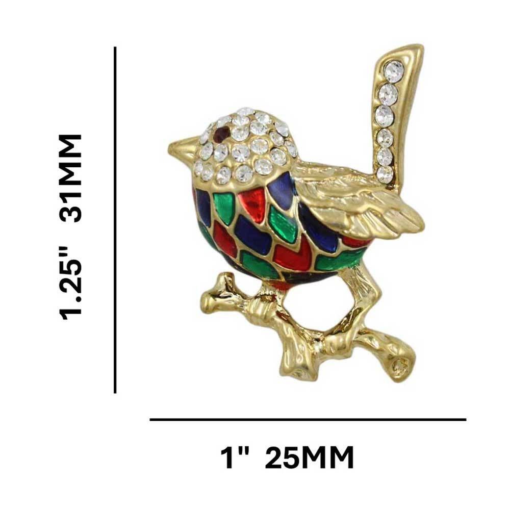 Colorful Enamel and Crystal Mockingbird Brooch Pin – PRB903