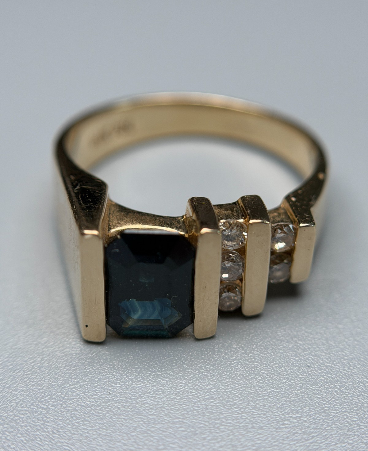 Women’s Effy 14K Yellow Gold Blue Sapphire & Diamond Ring Size 7