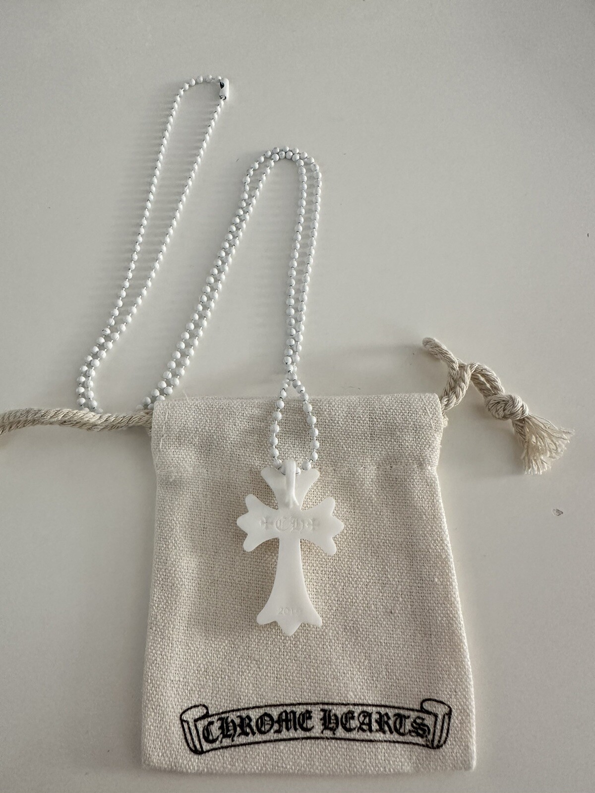 Chrome Hearts Tokyo 20th Anniversary Cross Rubber Necklace White with Dust Bag