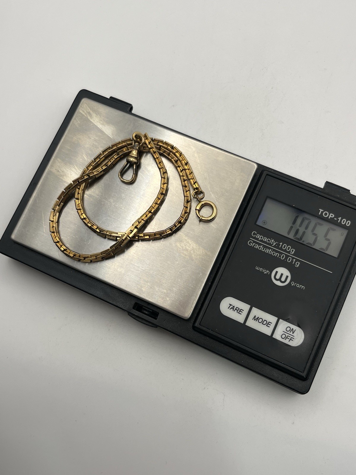 12k gold filled Boston rectangle link watch chain necklace Albert dog clip