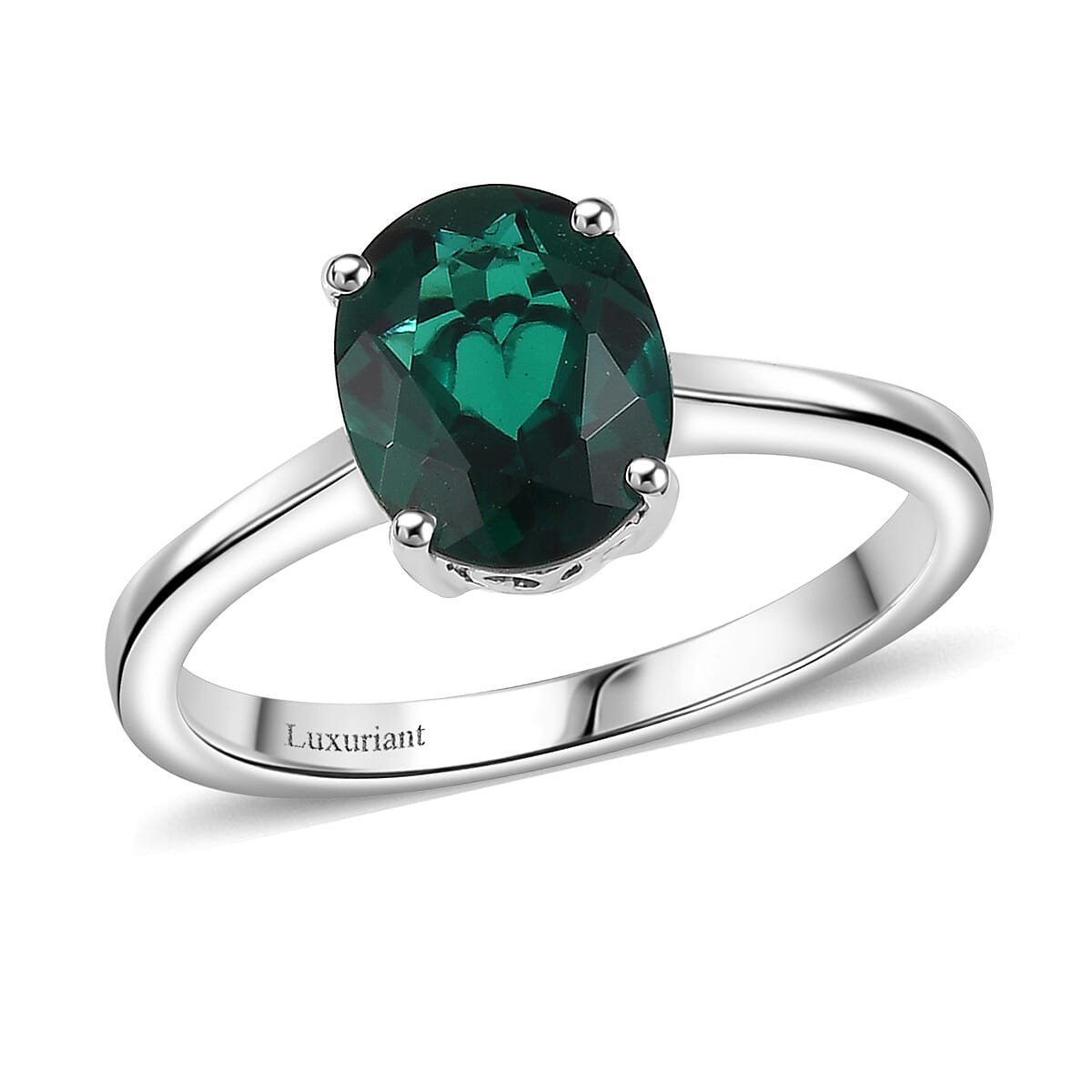 AAA Lab Grown Emerald 1.74 ctw Solitaire Ring in 10K White Gold Size 9.0