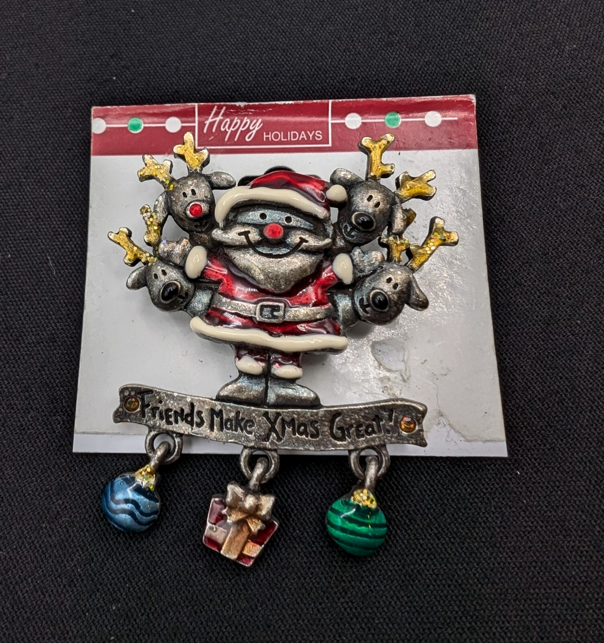 Vintage Mixed Lot Of 9 Santa Snowmen Stocking Enamel & Ceramic Brooches