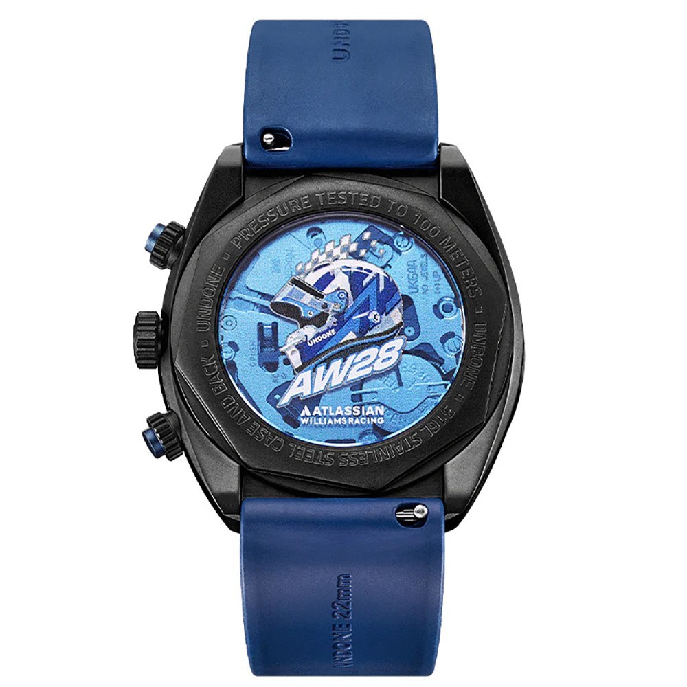 Undone Carbon Hybrid Mechanical Quartz Steel Chronograph Blue Black Men’s Watch