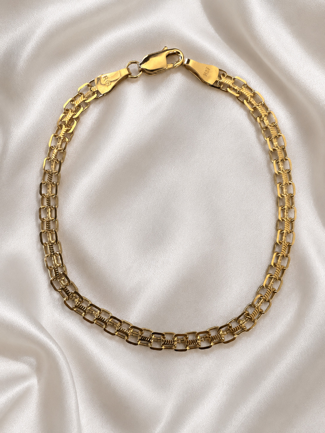 14K Yellow Gold Fancy Link Bracelet 7.25” 2.82g New in Box Never Worn