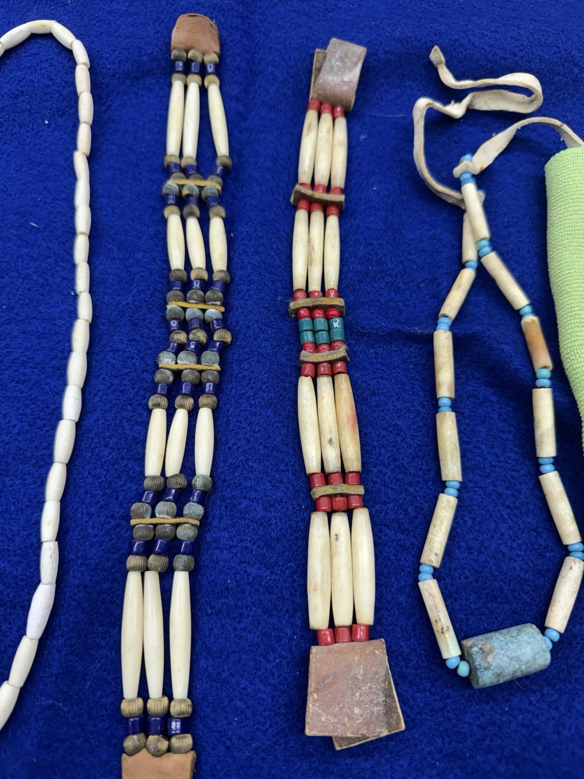 Handmade Native American Hair Pipe Choker Abalone Shell Beaded Necklace Set 4 +