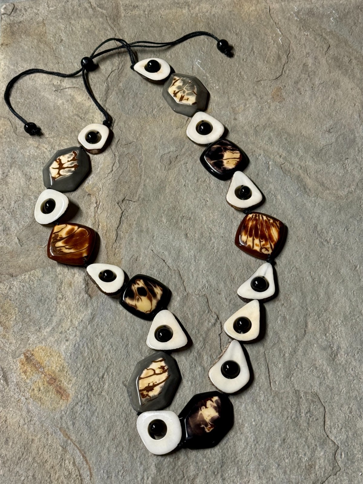 TAGUA NUT “CELINA” NECKLACE ORGANIC ARTISAN HANDMADE BOHO STATEMENT JEWELRY NEW