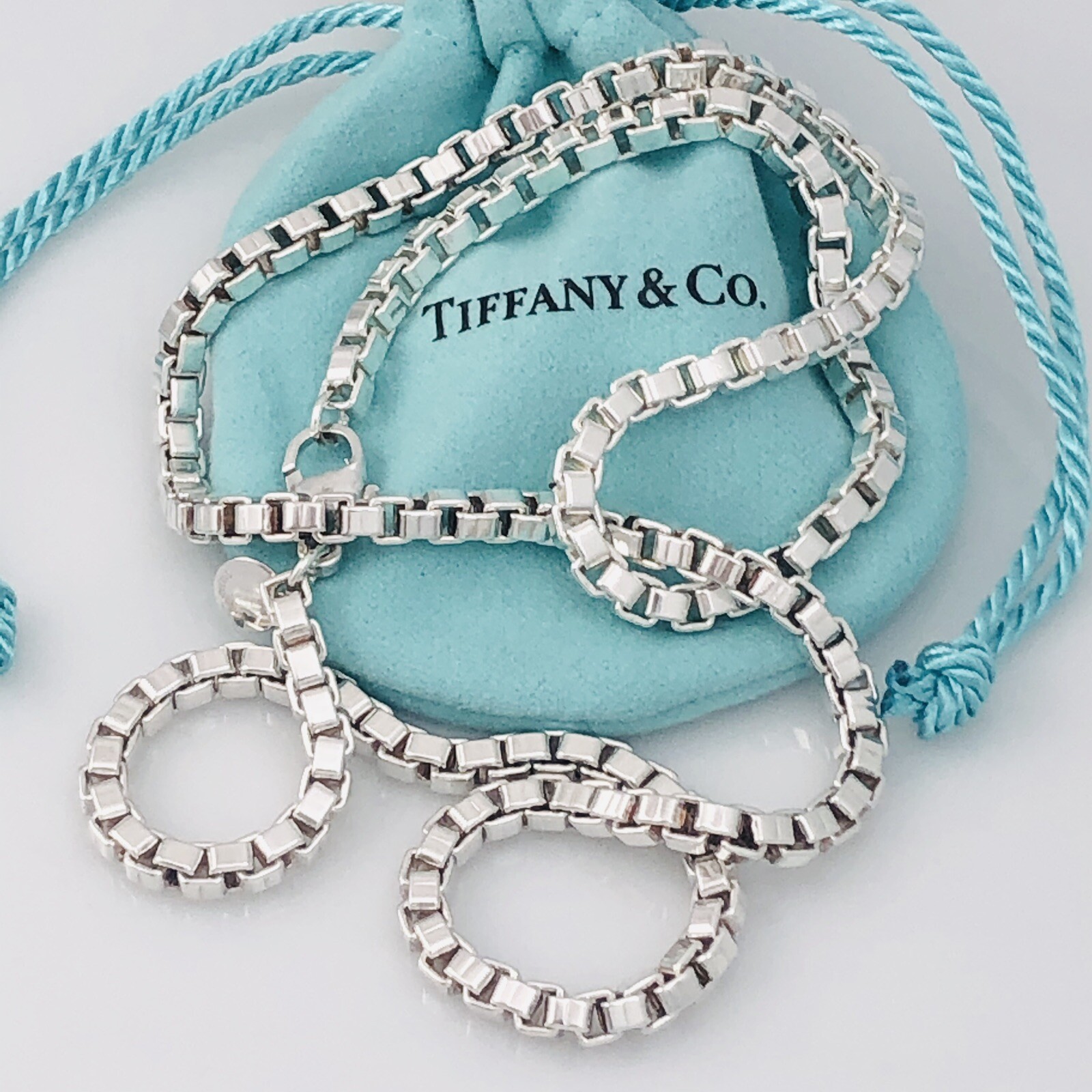 22” Tiffany & Co Large Men’s Unisex Venetian Box Link Necklace