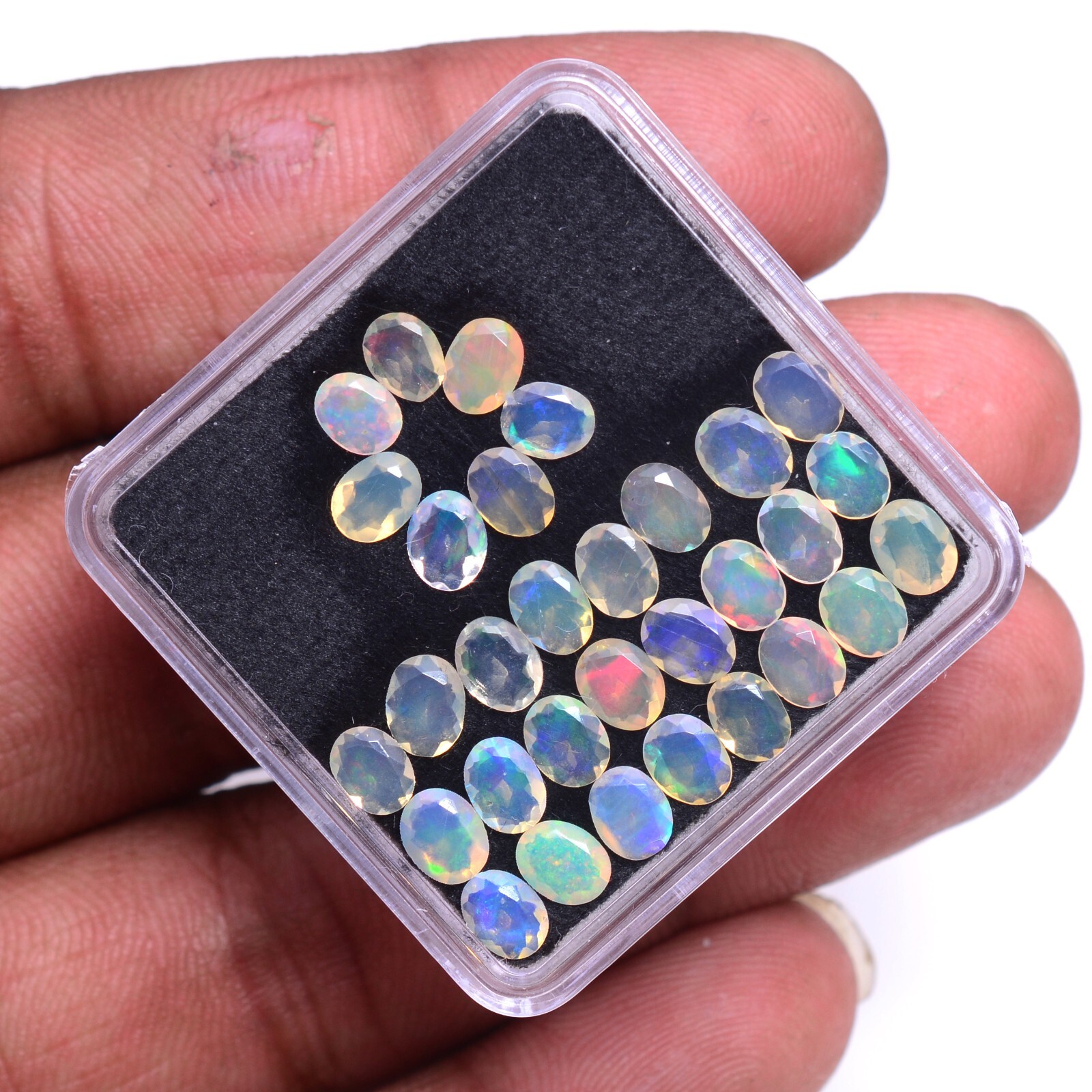 Set Of 31 Pcs Natural Ethiopian Opal Untreated 5mmx4mm Oval Cut Loose Gemstones