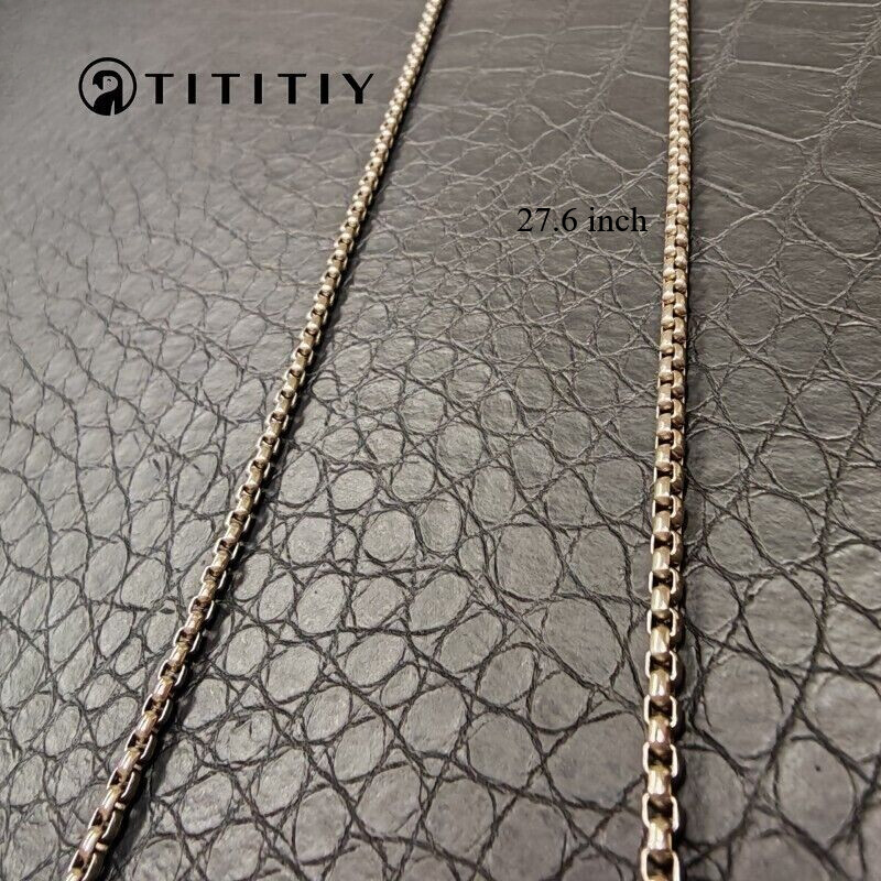Pure Titanium Necklace with 3mm Square Box Chain Anti Allergic Classics 27.6inch