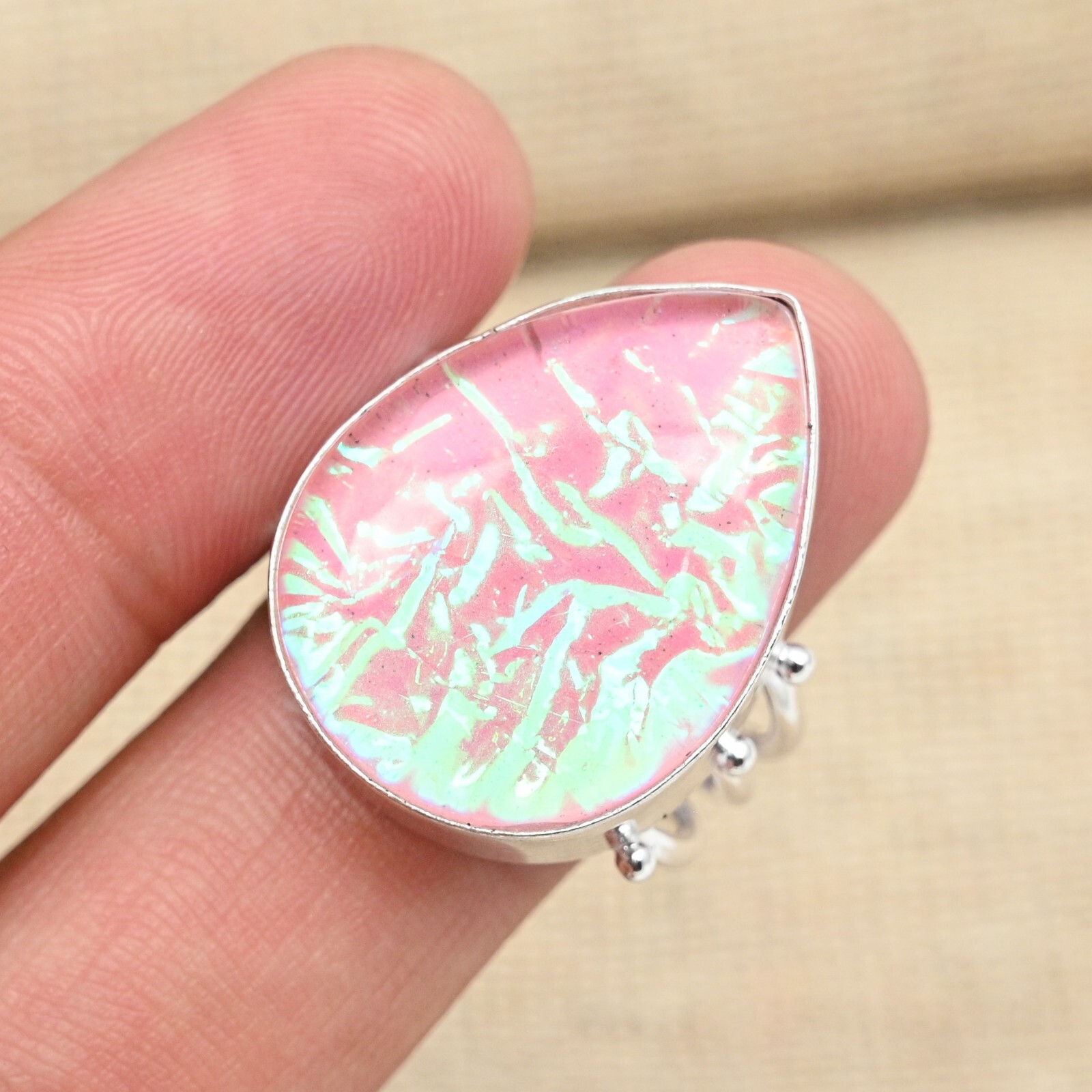Pink Triplet Opal Gemstone Handmade 925 Sterling Silver Ring Jewelry