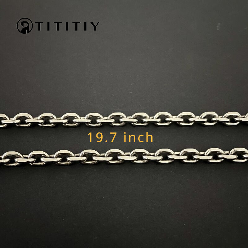 7mm TA1 Pure Titanium Batch Angle Chain Necklace Lightweight Anti Allergy 19.7″