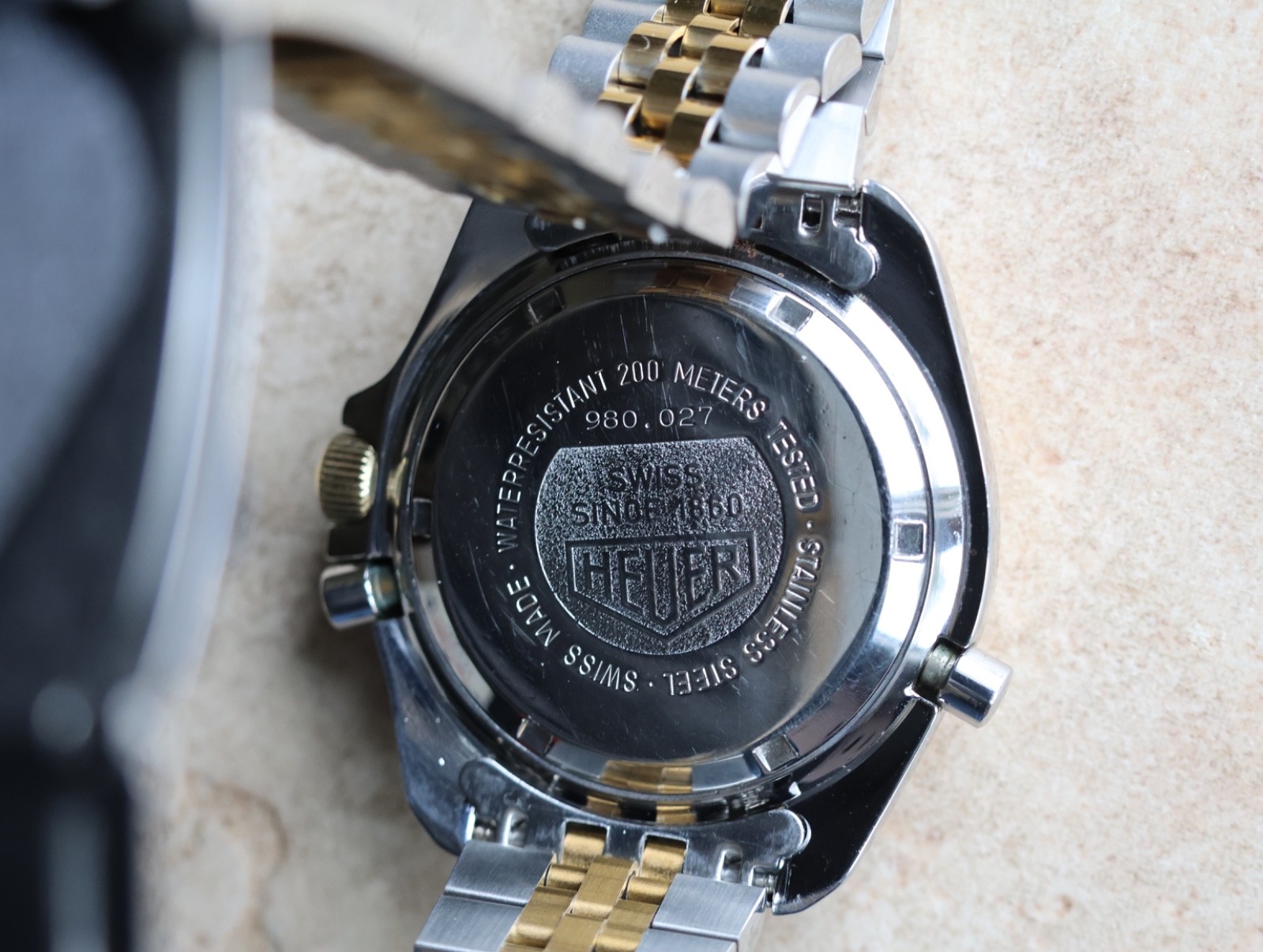 Pre TAG Heuer Jumbo 980.027 Mens 1000 Series Watch Black Gold Ana-Digital Rare