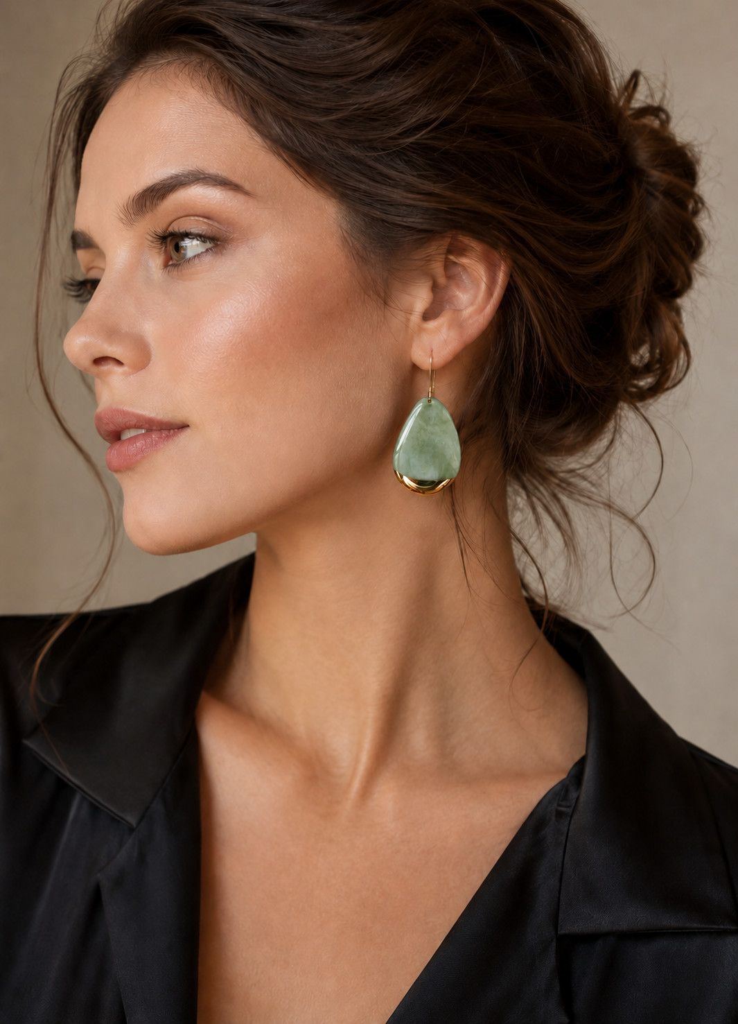 European Style Teardrop Dangle Earrings Blue Green Gold Tone Luxury Chic