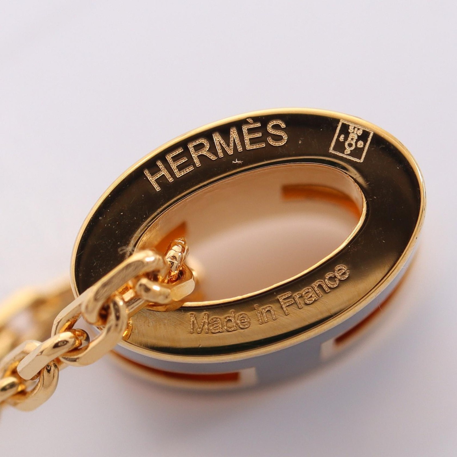 HERMES MINI POP H Necklace Pendant Gold Plated Black Used Women