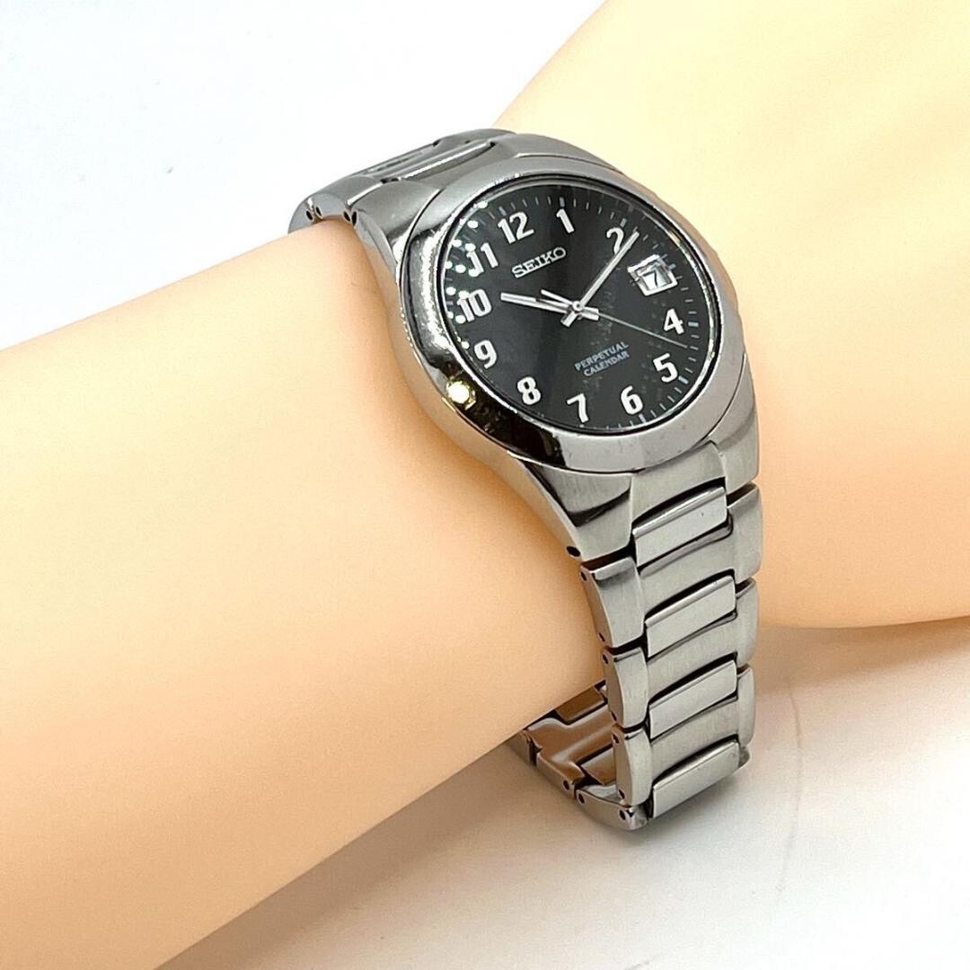 SEIKO Authentic Perpetual Calendar Quartz Black Dial Stainless Steel Watch 8F32
