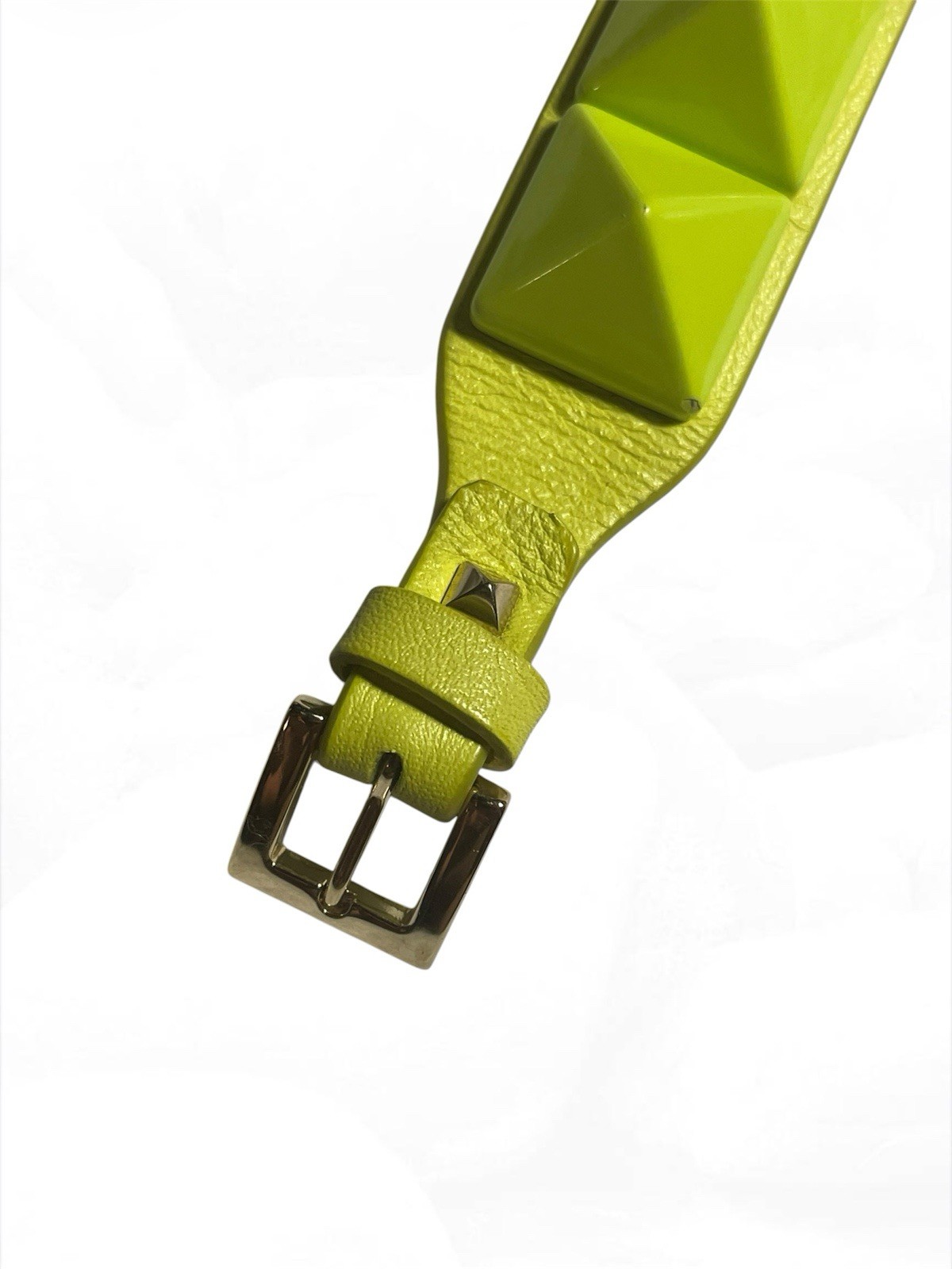 VALENTINO GARAVANI Rockstud Bracelet in Fluorescent Green Leather