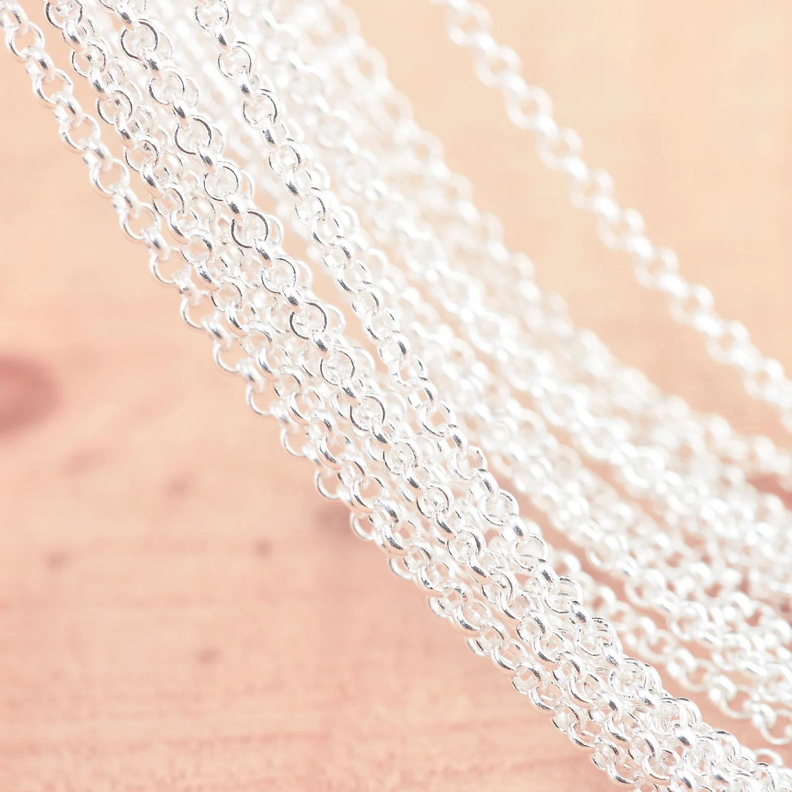 10PCS Wholesale Pure 925 Sterling Silver Color Charm Link Chain Necklace Jewelry