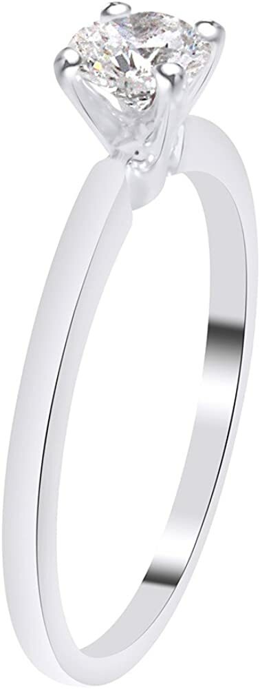 1/4 Ct Diamond Solitaire Ring in 14K White Gold (H-I Color, I3 Clarity)