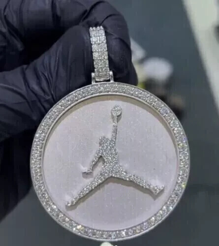 Lab Created Diamond 2Ct Round Basketball Charm Pendant 14K White Gold Plated