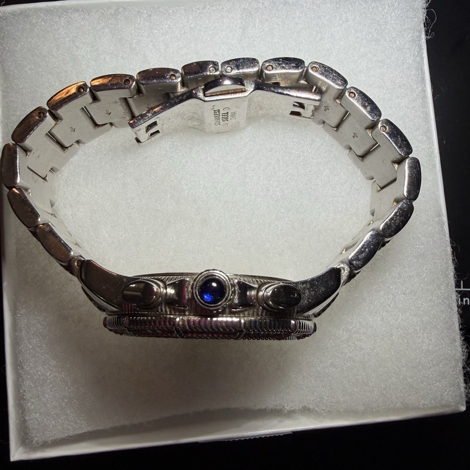 Judith Ripka stainless steel chronograph watch with Mother-of-Pearl dial