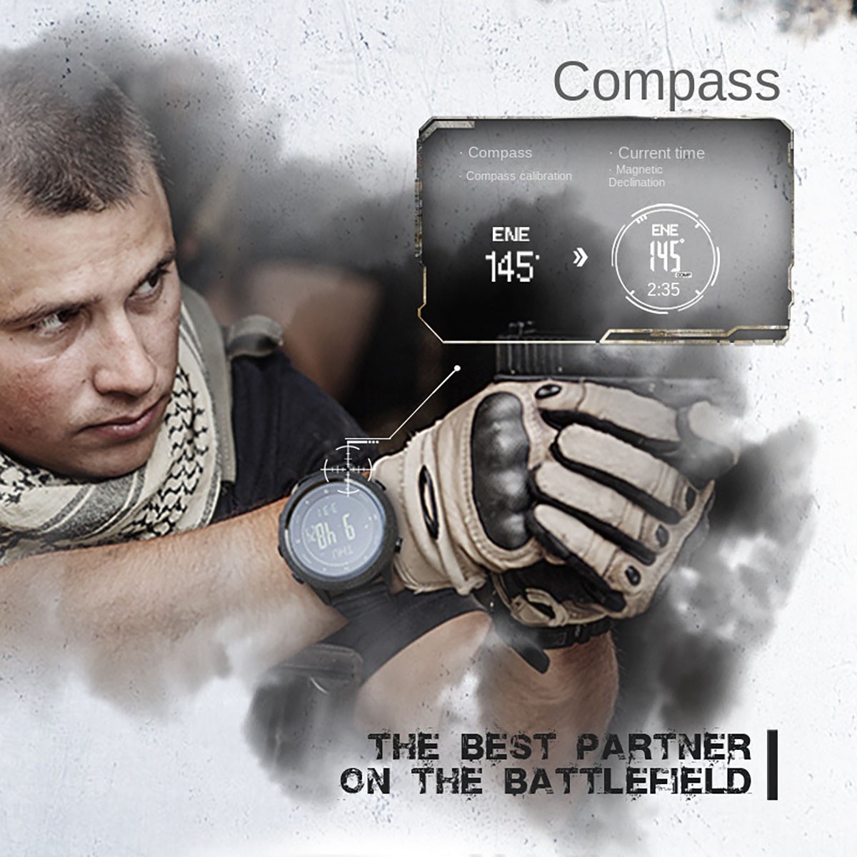 Men’s Outdoor Sport Tactical Smart Watch Altimeter Barometer Compass WristWatch`